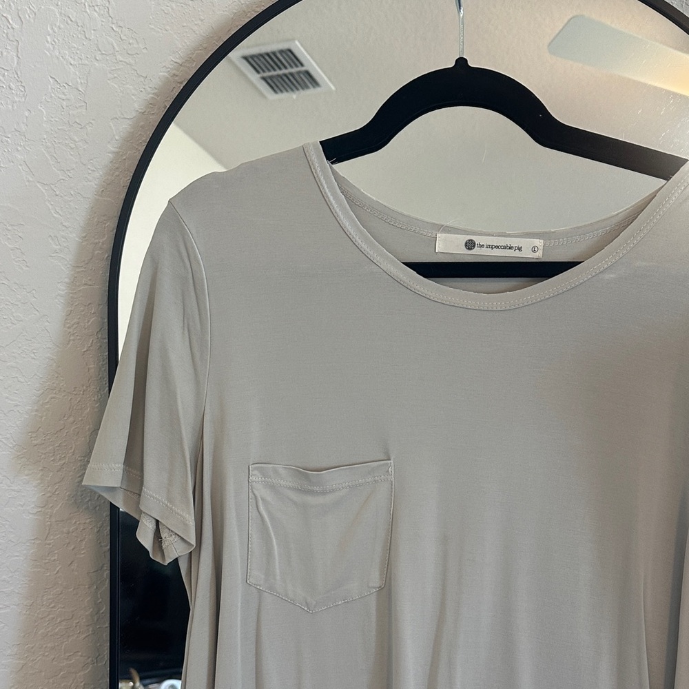 Impeccable Pig Long Gray T-Shirt with Pocket